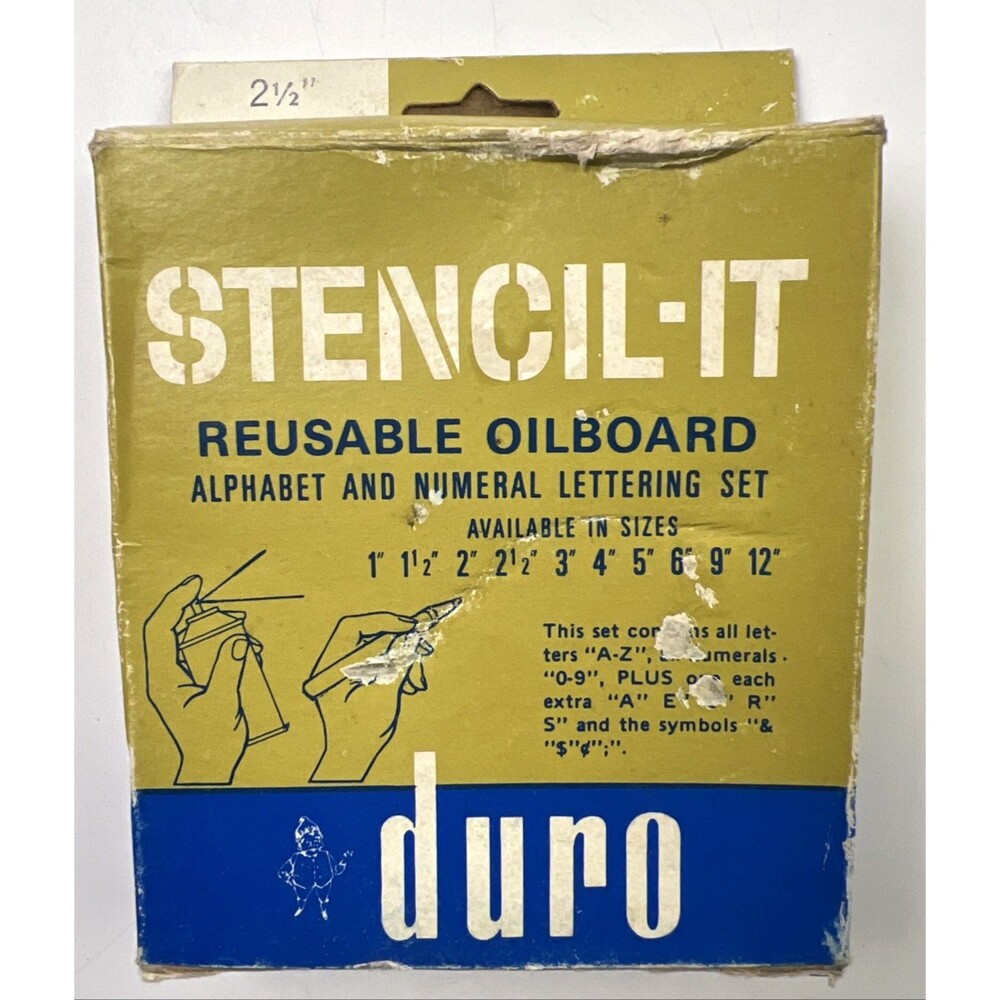 Duro Stencil-It Reusable Oilboard - 2.5" - Alphabet & Numeral Lettering Set